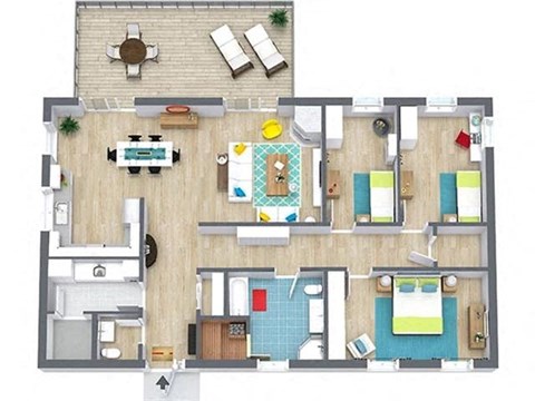 Floor plan for 2 beds, 1 bath, 1150 sqft