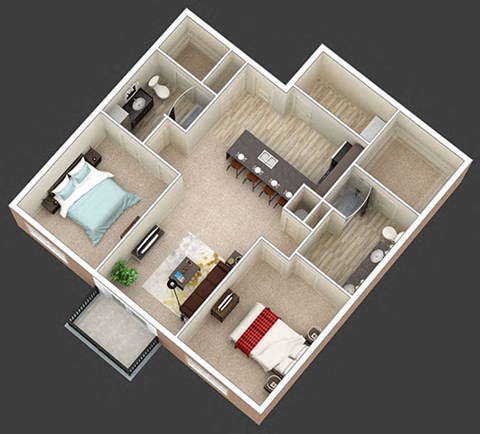 Floor plan for 3 beds, 2 baths