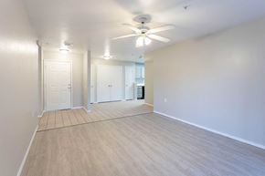Las Cruces apartment for rent - an empty living room with a ceiling fan
