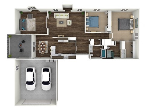 Floor plan for 3 beds, 2 baths, 1924 sqft