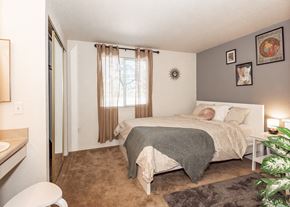 Portland apartment for rent - model primary bedroom  at Clackamas Trails Apartments, OR 97222