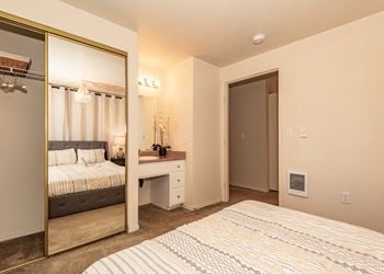 Primary bedroom and vanity
