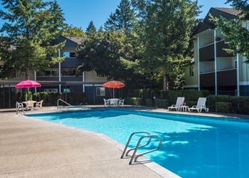 Seasonal pool and building exteriors