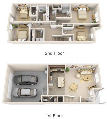 Floor plan for 4 beds, 2.5 baths, 1793 sqft