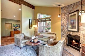 Clubhouse fireplace seating area
