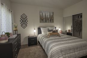 Rocklin apartment for rent - Model primary bedroom at Sunset Summit, Rocklin, CA 95765