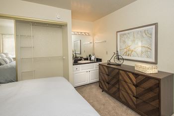 Model upgraded master bedroom vanity & closet