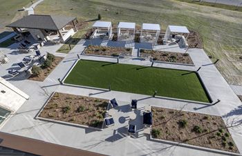 Outdoor patio & gathering area with fireplaces