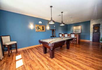 Club room with billiards, darts, bar & lounge