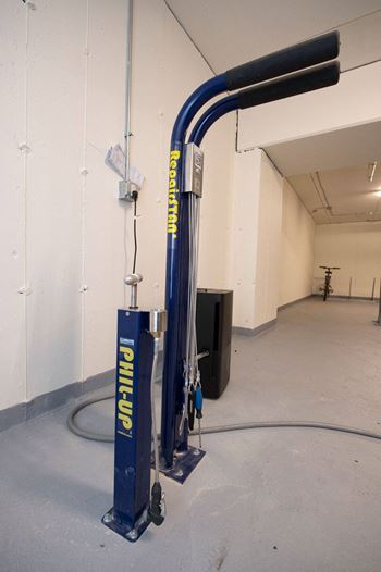 Indoor bike parking and bike maintenance stations