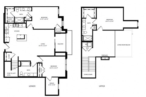 Floor plan for 3 beds, 3 baths, 1992 sqft