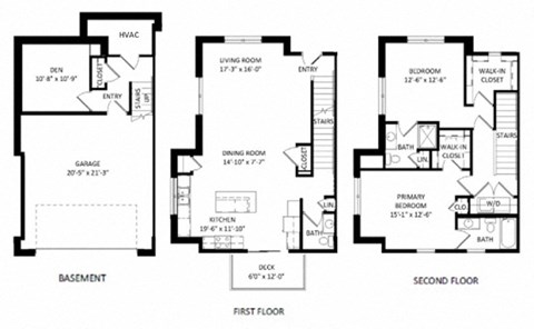 Floor plan for 2 beds, 2.5 baths, 1783 sqft