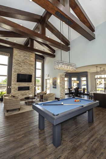 Clubhouse with billiards, poker & fireplace lounge