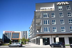 Portland apartment for rent - Rockwood market hall view at AVIVA Apartments in Gresham Oregon