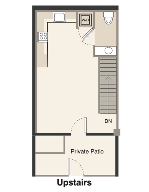 Floor plan for 1 bed, 1.5 baths, 838 sqft