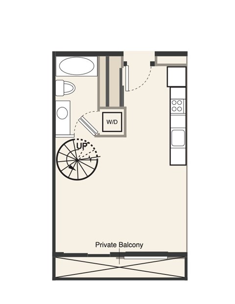 Floor plan for studio, 1 bath, 574 sqft