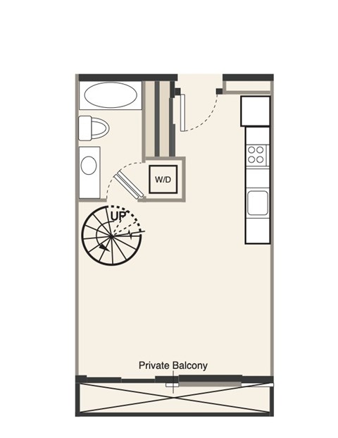Floor plan for studio, 1 bath, 554 sqft