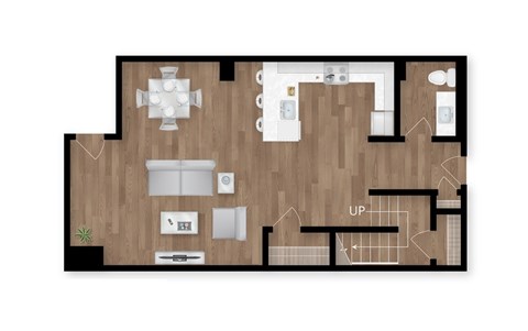 Floor plan for 2 beds, 2.5 baths, 1537 sqft