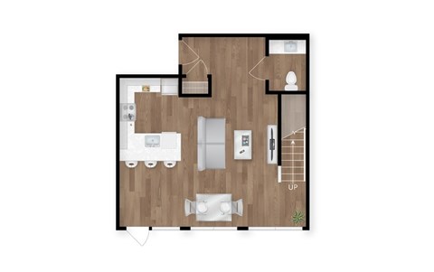 Floor plan for 2 beds, 2.5 baths, 1614 sqft