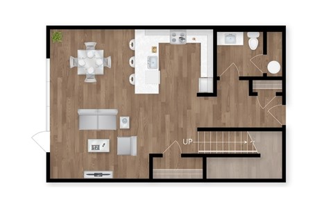 Floor plan for 2 beds, 2.5 baths, 1618 sqft