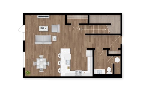Floor plan for 2 beds, 2.5 baths, 1630 sqft