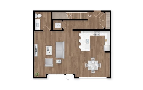 Floor plan for 2 beds, 2.5 baths, 1723 sqft
