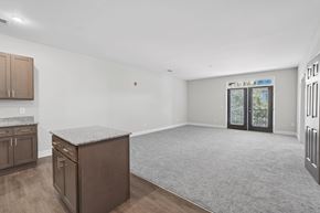 Mebane apartment for rent - A kitchen area with a counter and cabinets.
