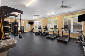 Raleigh apartment for rent - an exercise room with treadmills and other fitness equipment