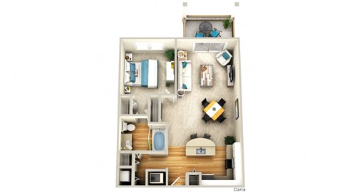 Floor plan for 1 bed, 1 bath, 825 sqft