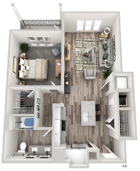 Floor plan for 1 bed, 1 bath, 806 sqft