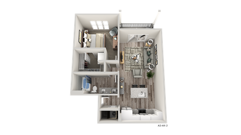 Floor plan for 1 bed, 1 bath, 810 sqft