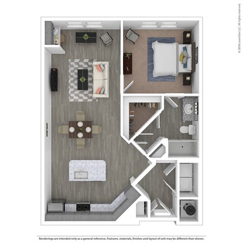 Floor plan for 1 bed, 1 bath, 810 sqft