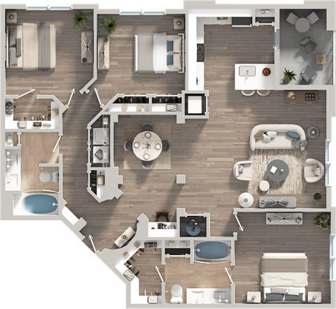 Floor plan for 3 beds, 2 baths, 1553 sqft
