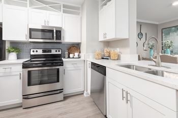 Quartz countertops in select apartments
