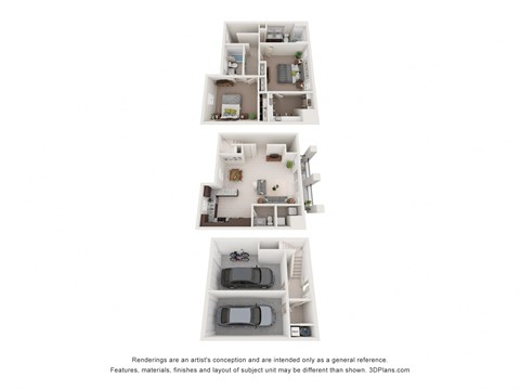 Floor plan for 2 beds, 2.5 baths, 1469 sqft