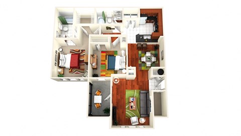 Floor plan for 2 beds, 2 baths, 1176 sqft