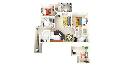 Floor plan for 2 beds, 2 baths, 1570 sqft