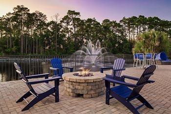 Outdoor fire pit with lounge seating