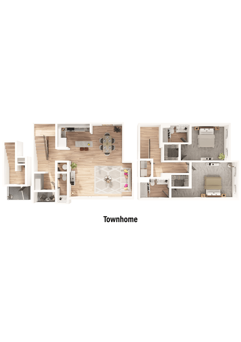 Floor plan for 2 beds, 2.5 baths, 1517 sqft
