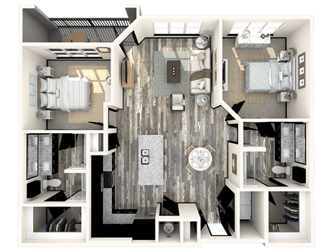 Floor plan for 2 beds, 2 baths, 1189 sqft