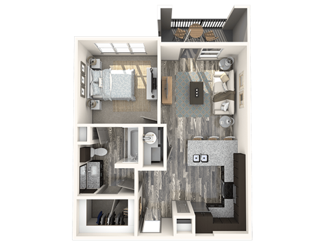 Floor plan for 1 bed, 1 bath, 650 sqft