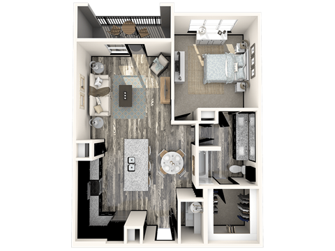 Floor plan for 1 bed, 1 bath, 850 sqft