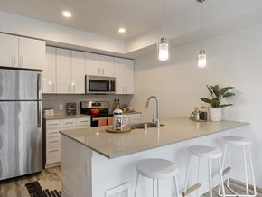 Seattle apartment for rent - Bell Jackson Street Apartment Kitchen with white cabinetry