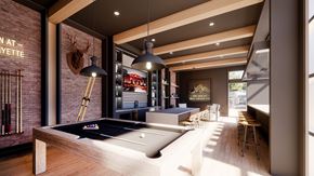 Lafayette apartment for rent - A room with a pool table and a bar area.