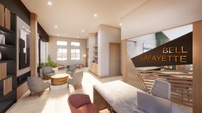 Lafayette apartment for rent - A modern interior space with a sign that reads "Bell Lafayette.".
