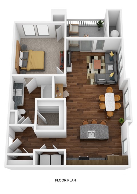 Floor plan for 1 bed, 1 bath, 865 sqft