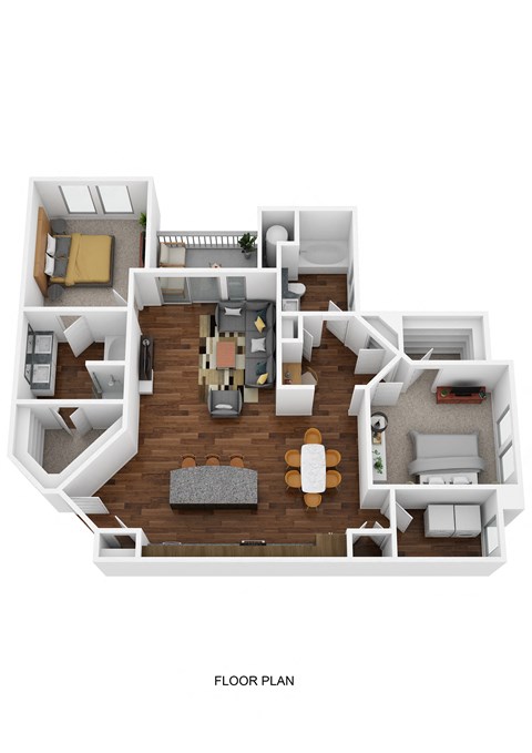 Floor plan for 2 beds, 2 baths, 1315 sqft