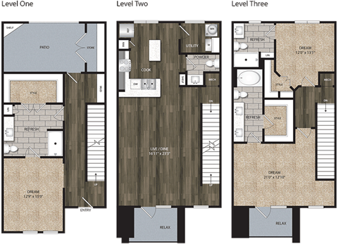 Floor plan for 3 beds, 3 baths, 2138 sqft