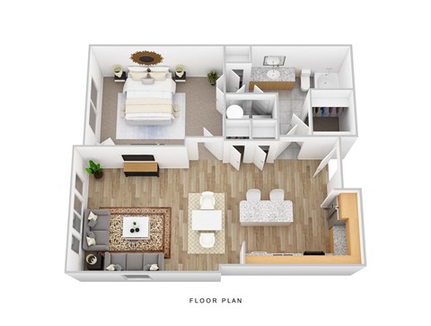 Floor plan for 1 bed, 1 bath, 720 sqft