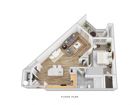 Floor plan for 1 bed, 1 bath, 796 sqft